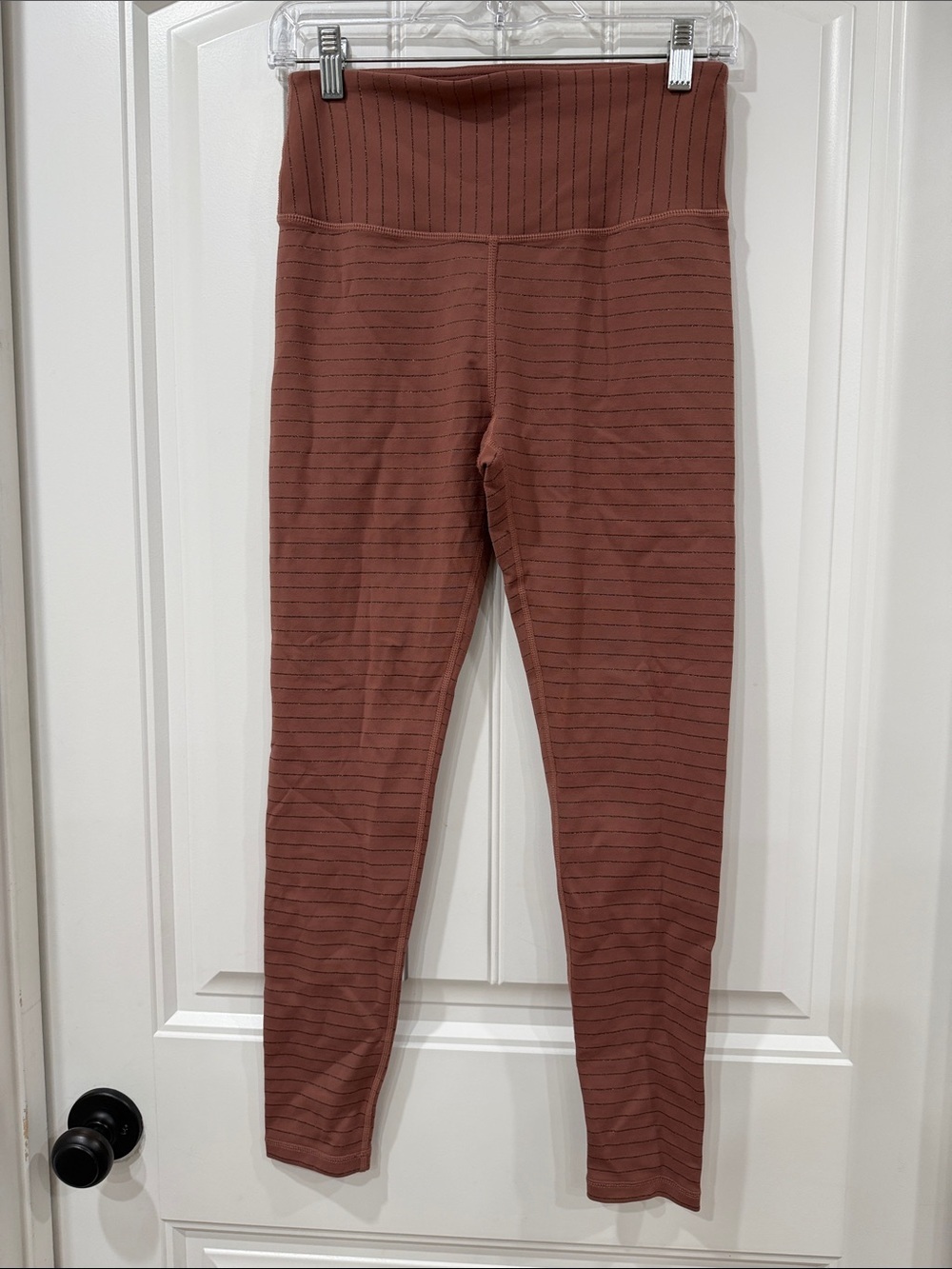 EUC Glyder Cocoa with Rose Gold Striped High-Waist Leggings